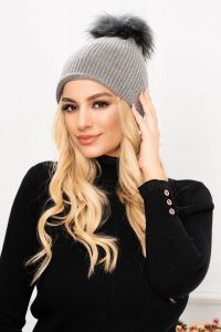 Caciula trendy gri cu mot din blanita