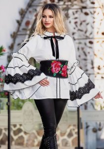 Brau Venezia cu broderie traditionala si dantela neagra