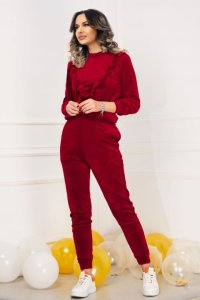 Pantaloni dama sport bordo cu buzunare
