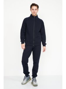 Trening Barbat Din Bumbac cu Fermoar fara Gluga Bleumarin
