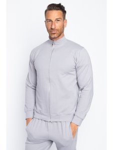 Trening sport barbat din bumbac gri cu fermoar
