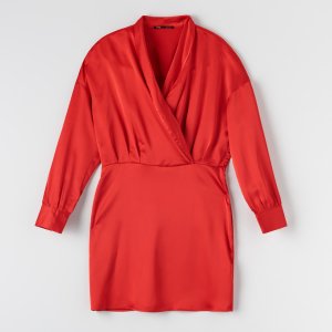 Rochie mini cu mâneci bufante - Roșu