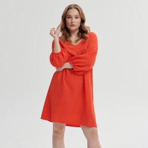 Rochie mini cu mâneci bufante - Oranj