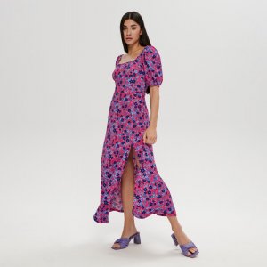 Rochie maxi cu imprimeu floral - Albastru