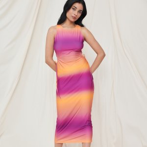 Rochie midi cu șnur decorativ - Multicolor