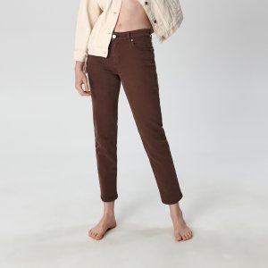 Blugi straight cu talie medie - Maro