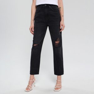 Blugi mom high waist - Negru