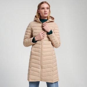 Jachetă matlasată cu glugă - Bej