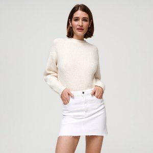 Fustă mini din denim - Alb