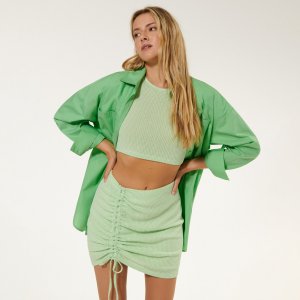 Fustă mini cu șnur decorativ - Verde