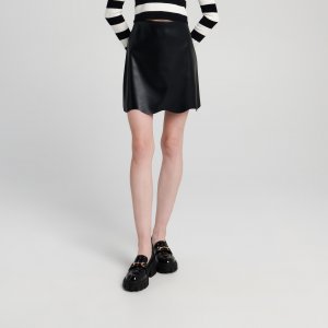 Fustă mini din piele ecologică - Negru