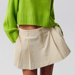 Fustă mini cu croială trapez - Ivory