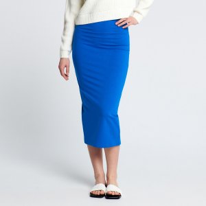 Fustă midi cu despicătură - Albastru