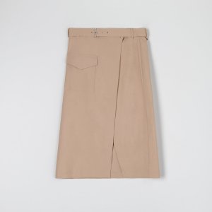 Fustă midi cu curea - Bej