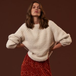 Pulover din tricot gros - Ivory