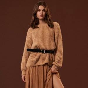 Pulover din tricot gros - Bej