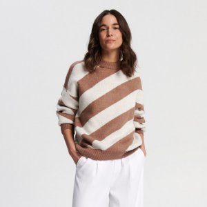 Pulover în dungi - Bej