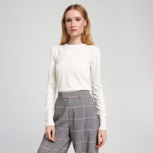 Pulover cu nasturi decorativi - Ivory