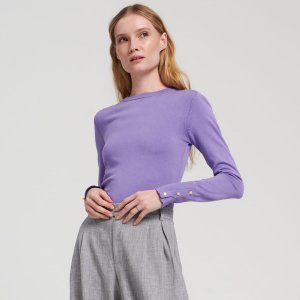 Pulover cu nasturi decorativi - Violet