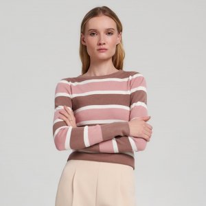 Pulover în dungi - Bej