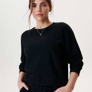 Bluză sport oversized cu garnituri striate - Negru