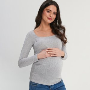 Tricou MAMĂ cu mânecă lungă, cu conținut ridicat de bumbac - Gri deschis