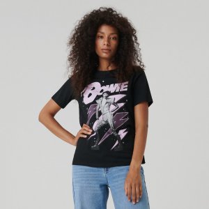 Tricou cu imprimeu David Bowie - Negru
