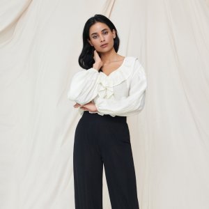 Bluză cu volănașe - Ivory