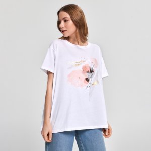 Tricou cu imprimeu floral - Alb