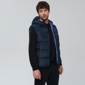 Vestă cu glugă - Bleumarin