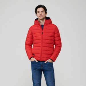 Geacă matlasată, cu glugă - Roșu