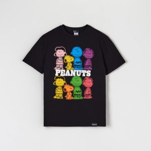 Tricou cu mânecă lungă și imprimeu - Negru