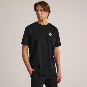 Tricou cu mânecă lungă și imprimeu - Negru