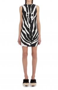 Zebra Print Sleeveless Shift Minidress