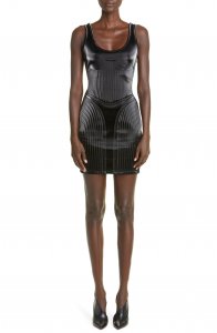 Glossy Embossed Jersey Body-Con Bonded Jersey Minidress