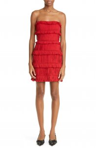 Valencia Pleated Tiered Strapless Silk Minidress