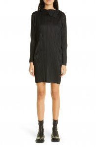 December Long Sleeve Pleated Minidress