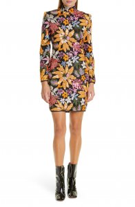 Sequin Embroidered Long Sleeve Minidress