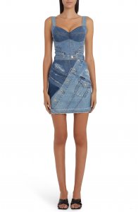 Patchwork Denim Bustier Minidress