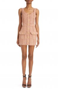Fringe Metallic Tweed Body-Con Minidress