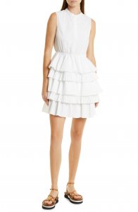 Sleeveless Tiered Cotton Blend Minidress