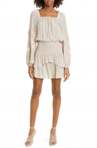 Santiago Smocked Ruffle Long Sleeve Minidress