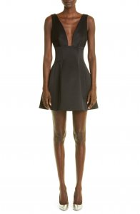 The Callie Plunge Neck Silk Bubble Minidress