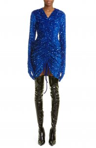 Glove Sleeve Ruched Sequin Minidress
