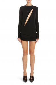 Slash Cutout Long Sleeve Jersey Minidress
