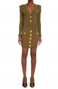 Rib Long Sleeve Body-Con Sweater Minidress
