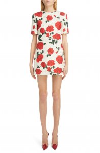 Jacquard Rose Minidress