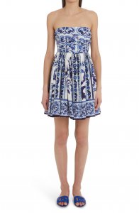 Majolica Strapless Poplin Minidress