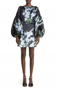 Gladiola Print Off the Shoulder Long Sleeve Minidress