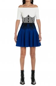 Off the Shoulder Corset Jacquard Minidress